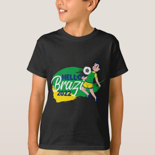 Qatar World Cup 2022 Brazil Kids T_Shirt