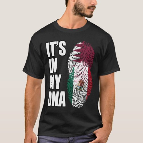 Qatari And Mexican Vintage Heritage DNA Flag T_Shirt