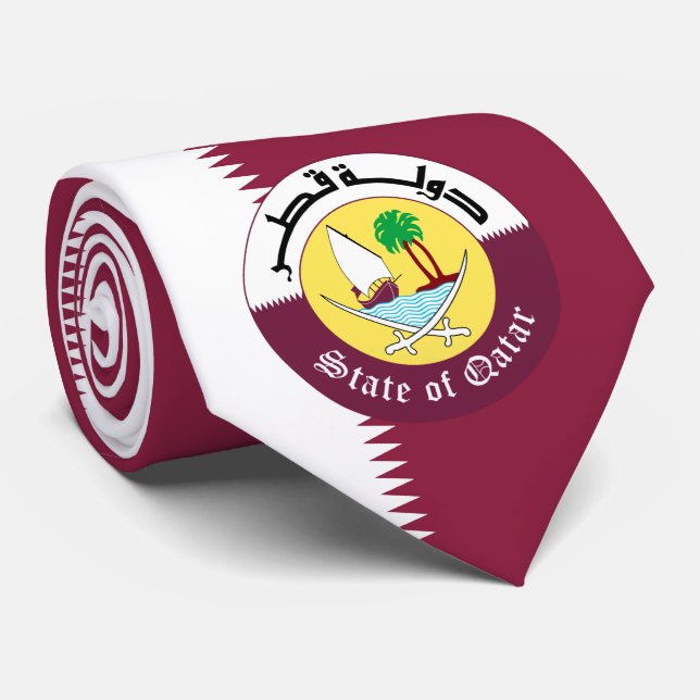Qatari Flag & Emblem, Flag of Qatar Neck Tie (Rolled)