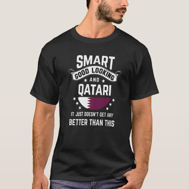Qatari Flag Native Pride  Qatar Qatari Roots T-Shirt (Front)