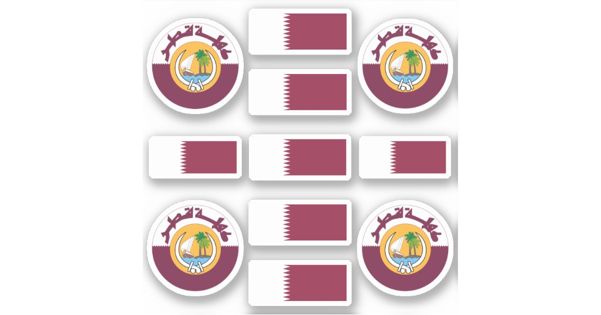 Qatari national symbols /emblem and flag sticker Zazzle