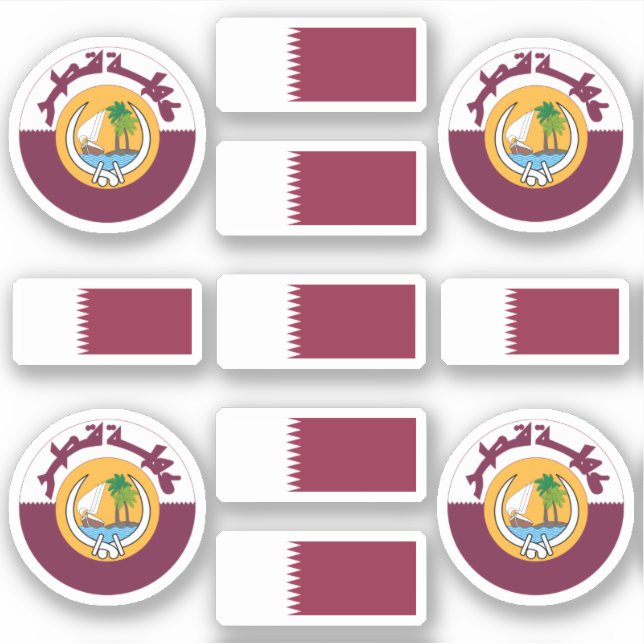 Qatari national symbols /emblem and flag sticker (Front)