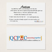 QCPAC logo Autism education cards (Front & Back)