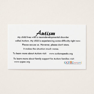 QCPAC logo Autism education cards