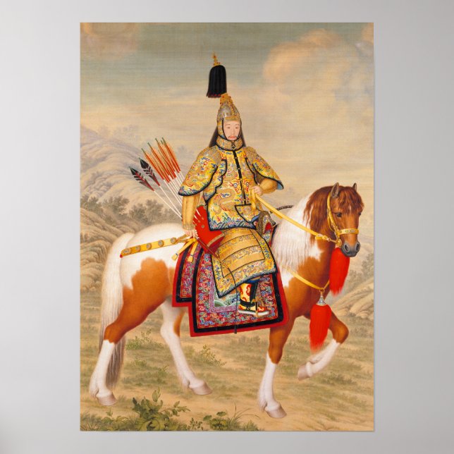 Qianlong Emperor in Ceremonial Armor on Horseback Poster (Front)
