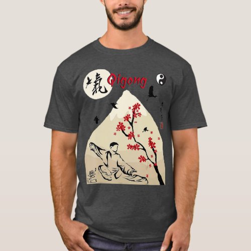 Qigong garden calligraphy design for Tai Chi T_Shirt