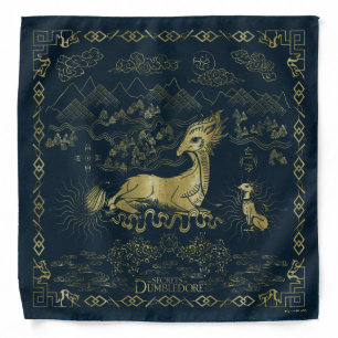 Qilin At Rest Golden Tapestry Bandana