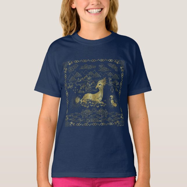 Qilin At Rest Golden Tapestry T-Shirt (Front)