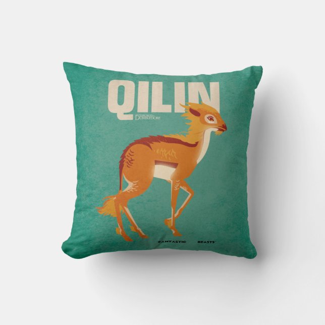 Qilin Vintage Graphic Throw Pillow (Front)