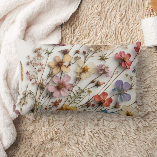 Qilmy Spring Wildflower Storage Basket. Lumbar Pillow (Blanket)