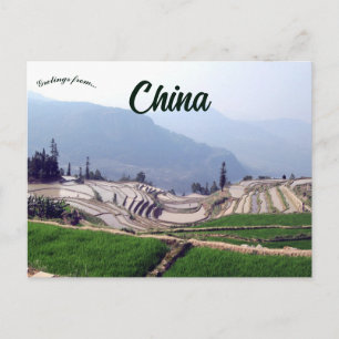 Qingkou Rice Terraces in Yunnan China Postcard