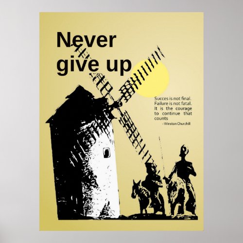 Qixote quote perseverance poster