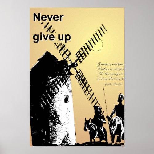 Qixote quote perseverance poster