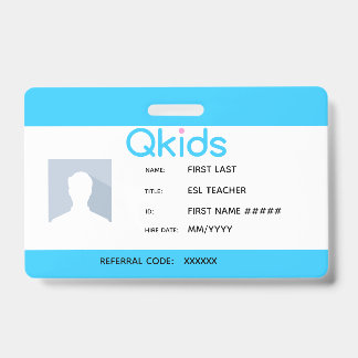 QKids ESL Teacher ID Badge