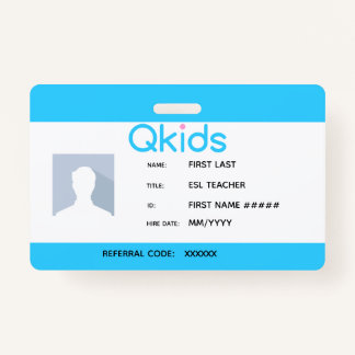 QKids ESL Teacher ID Badge