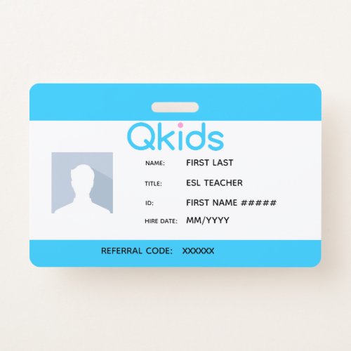 QKids ESL Teacher ID Badge