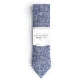QP Collections Chambray Necktie w/Leather Tie Stay (Front)