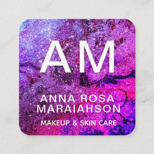  QR Abstract Artsy BOLD GLITTER LOGO PHOTO Square Business Card