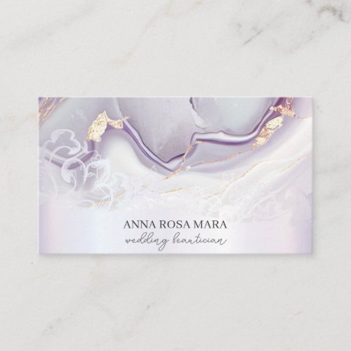  QR Agate Lavender White Gold Ornate AP66 Luxe Business Card
