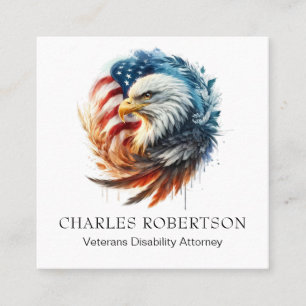 *~* QR American Flag Bald Eagle - AP16 Square Business Card