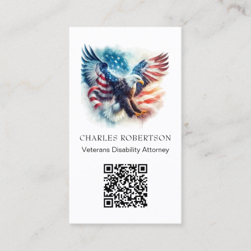  QR AP16 American Flag Bald Eagle _  Photo Business Card