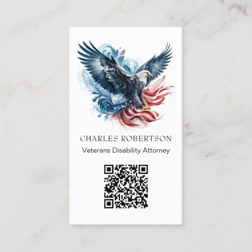  QR _ AP16 American Flag Bald Eagle _  Photo Business Card