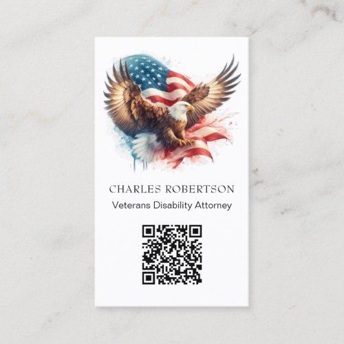  QR AP16 American Flag PHOTO Bald Eagle  Business Card