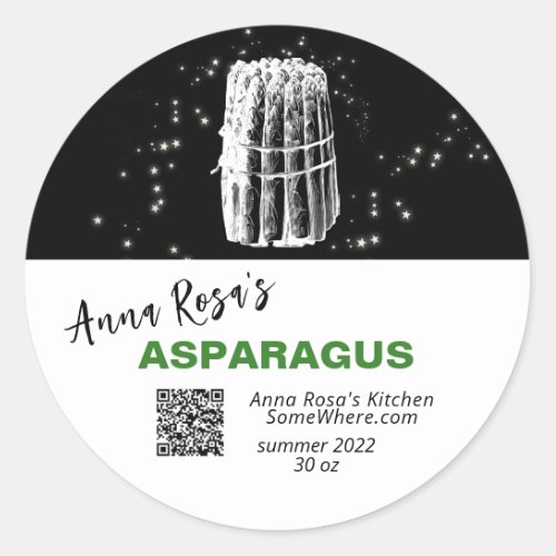  QR AP30 ASPARAGUS _ DEHYDRATED CANNING FREEZE CLASSIC ROUND STICKER
