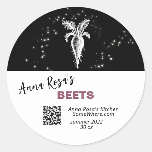  QR AP30 BEETS _ DEHYDRATED CANNING FREEZE CLASSIC ROUND STICKER