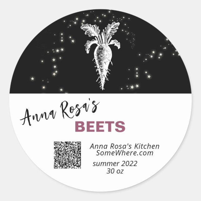 ~* QR AP30 BEETS DEHYDRATED CANNING - FREEZE CLASSIC ROUND STICKER (Front)