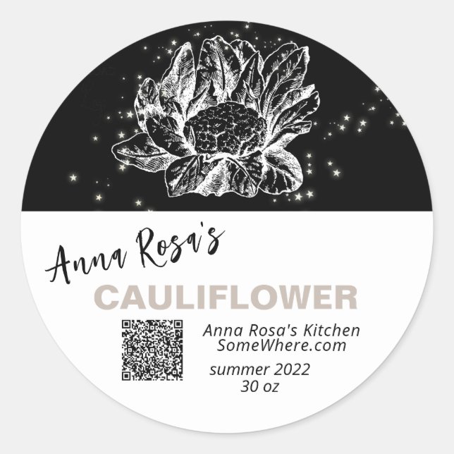 *~* QR AP30 CAULIFLOWER DEHYDRATED CANNING FREEZE CLASSIC ROUND STICKER (Front)