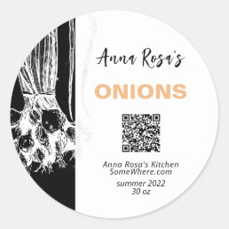 *~*  QR AP30 ONIONS- DEHYDRATED CANNING FREEZE CLASSIC ROUND STICKER