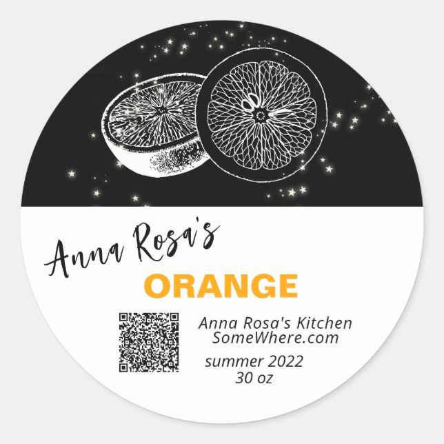 ** QR AP30 ORANGE .  DEHYDRATED CANNING FREEZE  CLASSIC ROUND STICKER (Front)