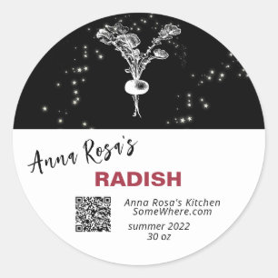 ~* QR AP30 RADISH - DEHYDRATED CANNING FREEZE CLASSIC ROUND STICKER