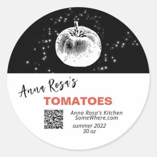  QR AP30 TOMATO _ DEHYDRATED CANNING FREEZE CLASSIC ROUND STICKER