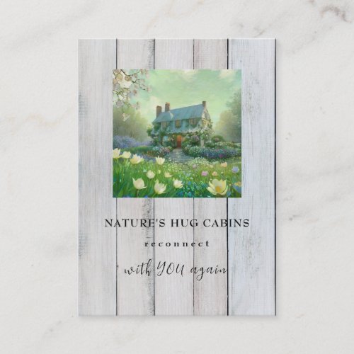  QR AP49  Rustic Cabin Cottage Spring Flowers  Business Card