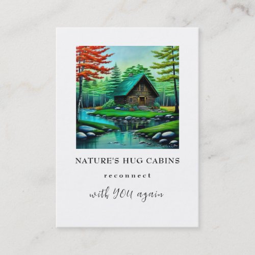  QR AP49  Summer Stream  Rustic Cabin Cottage  Business Card