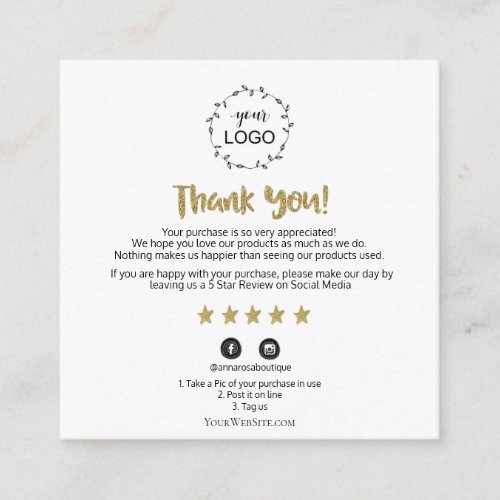 *~*  QR AP8 THANK YOU Gold Star Review Cosmic Enclosure Card
