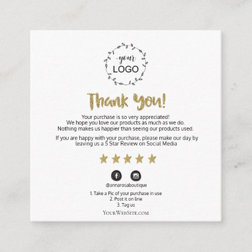   QR AP8 THANK YOU Gold Star Review Cosmic Enclosure Card