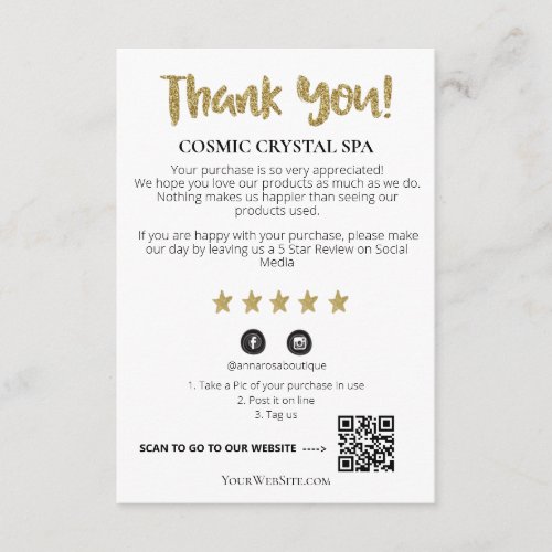  QR AP8 THANK YOU Gold Star Review Tarot Enclosure Card