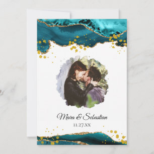 *~* QR AR13 PHOTO RSVP AGATE Wedding Invitation