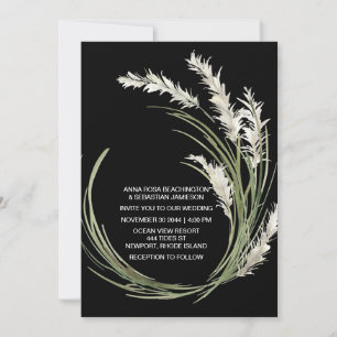 *~* QR AR21 RSVP Pampas Grass Botanical WEDDING Invitation