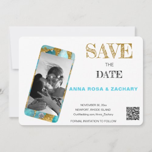  QR AR6 Photo WEDDING SAVE the DATE cell Invita Invitation