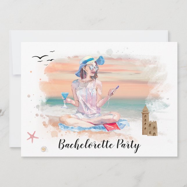 *~* QR Bachelorette Beach Weekend Party Invitation (Front)