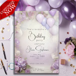 QR Birthday Lilac Floral and Balloons Invitation