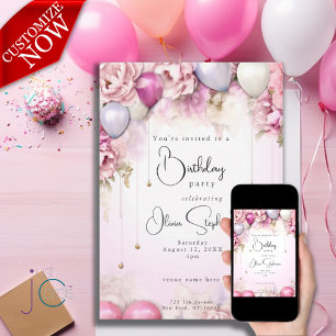 QR Birthday Shades of Magenta Invitation