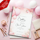 QR Birthday Watercolor Shabby Chic Pink Invitation