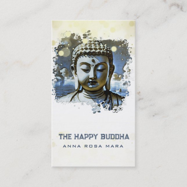 *~* QR Blue Artsy Buddha AP33 QR Logo Business Card (Front)