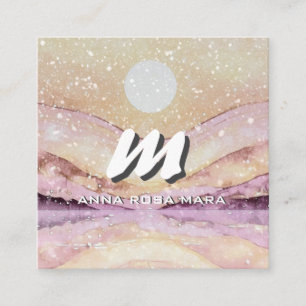 *~* QR BLUSH  PINK  Abstract Landscape Nature AP93 Square Business Card