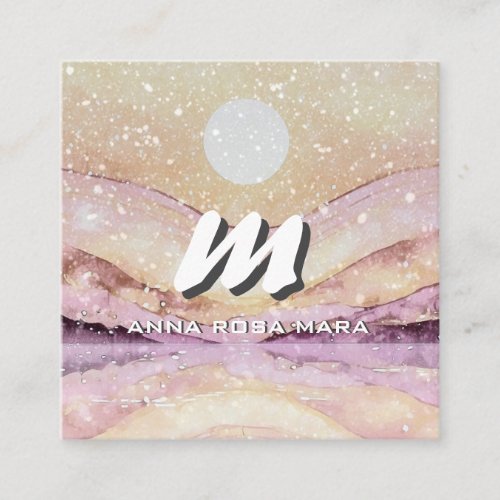 *~* QR BLUSH  PINK  Abstract Landscape Nature AP93 Square Business Card